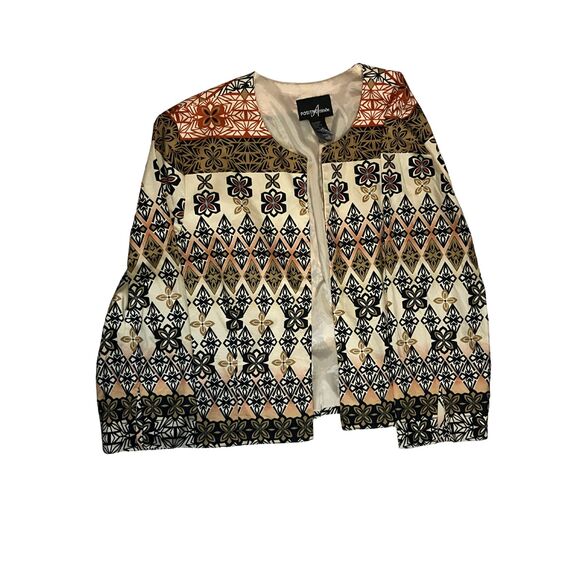 Positive Attitude Geometric Floral Print Jacket Women's L Lightweight Cotton - Picture 7 of 10